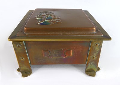 Lot 132 - An Arts & Crafts copper and brass square table...