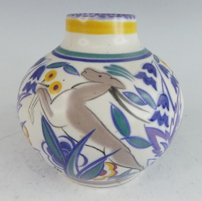 Lot 15 - A 1930s Poole pottery bulbous vase, decorated...
