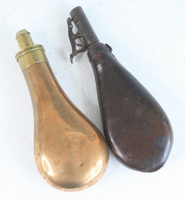 Lot 805 - A 19th century copper powder flask, of typical...