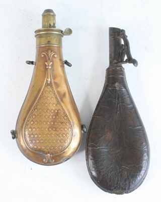 Lot 806 - A 19th century copper powder flask, of typical...