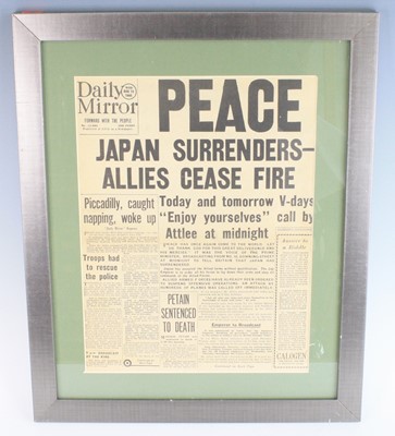 Lot 643 - A front page of the Daily Mirror, Wednesday...