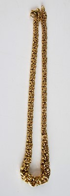 Lot 2167 - A 9ct yellow gold graduated Byzantine link...