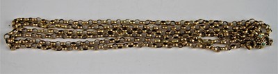 Lot 2169 - A yellow metal engraved oval belcher link long...