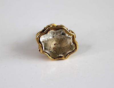 Lot 2146 - A yellow metal engraved scrollwork seal,...