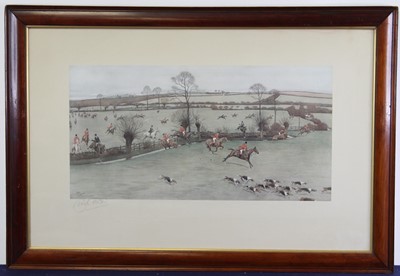 Lot 898 - Cecil Aldin (1870-1935) - Pair; Hunting scenes,...