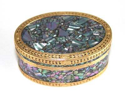 Lot 2243 - A continental mother of pearl and yellow metal...