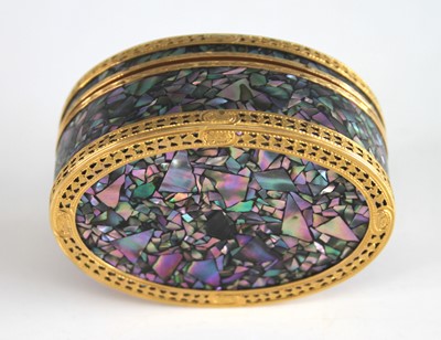 Lot 2243 - A continental mother of pearl and yellow metal...
