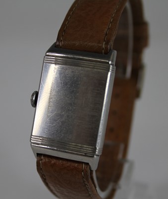Lot 2209 - A gent's 1930s steel cased Reverso wristwatch,...
