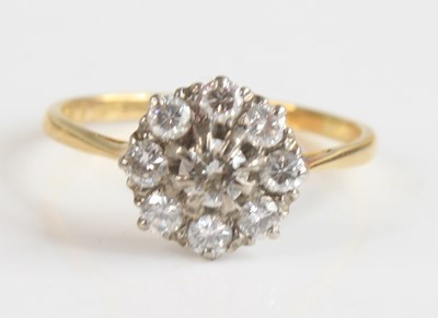Lot 2240 - A yellow and white metal diamond circular...