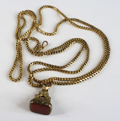 Lot 2288 - A yellow metal fancy rounded belcher link long...