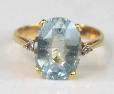 Lot 2264 - A yellow metal aquamarine and diamond dress...