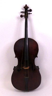 Lot 259 - A 19th century cello, having a two piece maple...
