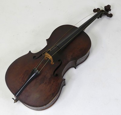 Lot 259 - A 19th century cello, having a two piece maple...