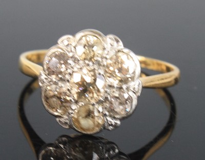 Lot 2278 - A yellow and white metal diamond circular...