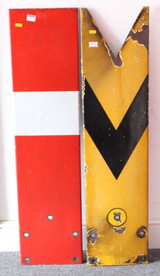 Lot 65 - A pair of original enamel signal arms, both in...