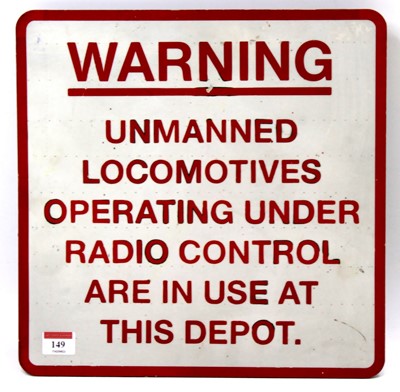 Lot 83 - An original aluminium 1980s railway warning...