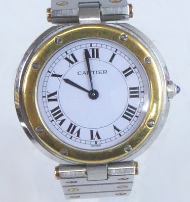 Lot 2295 - A Cartier Santos Vendome bi-colour quartz...