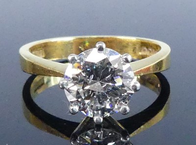 Lot 2177 - A 22ct yellow gold diamond solitaire ring,...