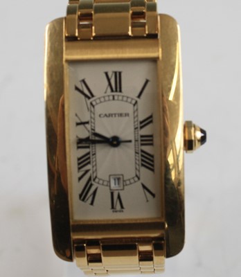 Lot 2297 - A Cartier 18ct yellow gold Tank Americaine...