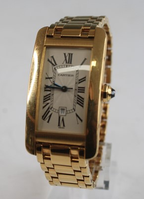Lot 2297 - A Cartier 18ct yellow gold Tank Americaine...