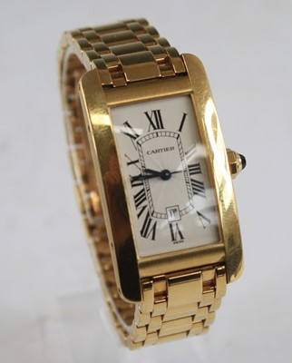 Lot 2297 - A Cartier 18ct yellow gold Tank Americaine...