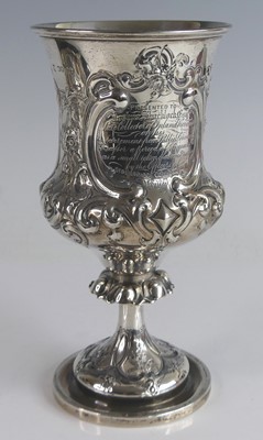 Lot 2155 - A Victorian silver presentation pedestal...