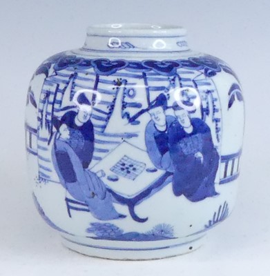 Lot 2364 - A Chinese blue and white jar, late Ming...