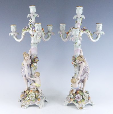 Lot 2087 - A pair of Schierholz porcelain three branch...