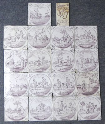 Lot 2051 - A set of seventeen Dutch Delft wall tiles,...