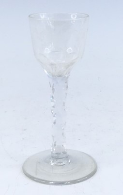 Lot 2102 - A wine glass, circa 1785, the round funnel...