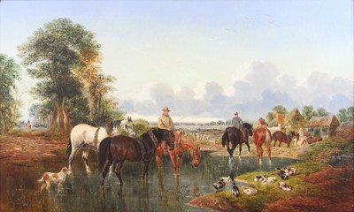 Lot 2401 - Follower of J.F. Herring Snr - Horses with...