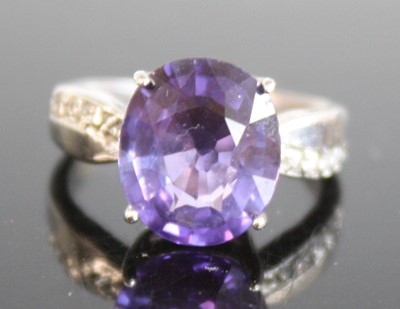 Lot 2507 - A white metal tanzanite dress ring, featuring...