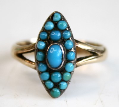 Lot 2510 - A late Victorian yellow metal turquoise...