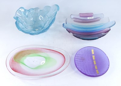 Lot 1131 - A Deborah Timperley purple studio glass dish,...