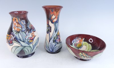 Lot 1016 - Three Moorcroft Red Tulip pattern pottery...