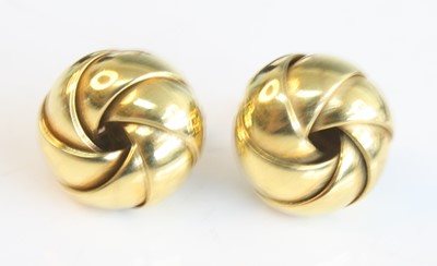 Lot 2516 - A pair of 9ct yellow gold multi-strand hollow...