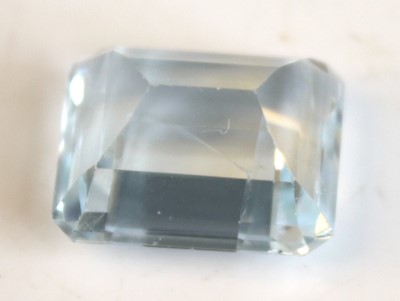 Lot 2525 - A loose octagonal cut aquamarine measuring...