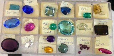 Lot 472 - A box of mixed loose stones, to include oval...