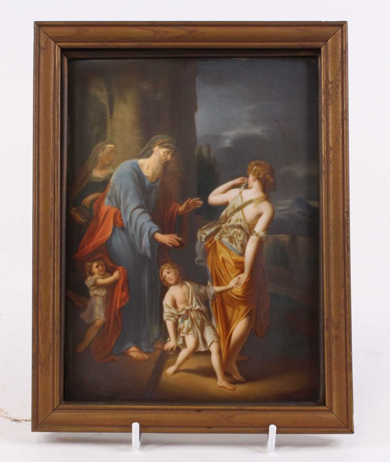 Lot 21 - A continental porcelain plaque, after Adriaen...