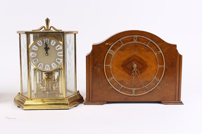 Lot 18 - An early 20th century walnut cased mantel...