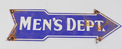 Lot 67 - An enamel sign, inscribed 'Mens Dept', w.40cm
