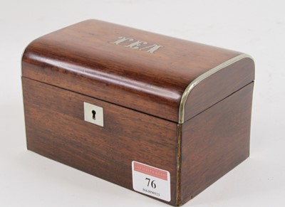Lot 76 - A Victorian rosewood single compartment tea...