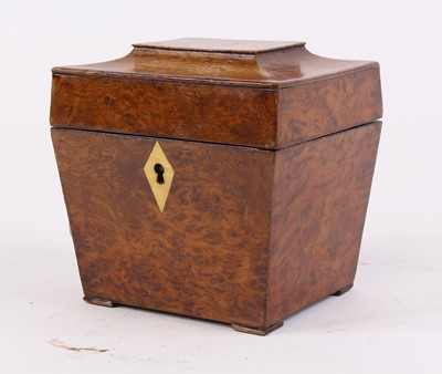 Lot 31 - A George III burr walnut tea caddy of...