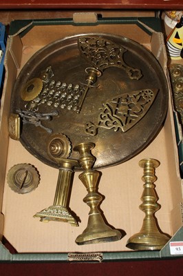 Lot 79 - A collection of brassware, to include two...