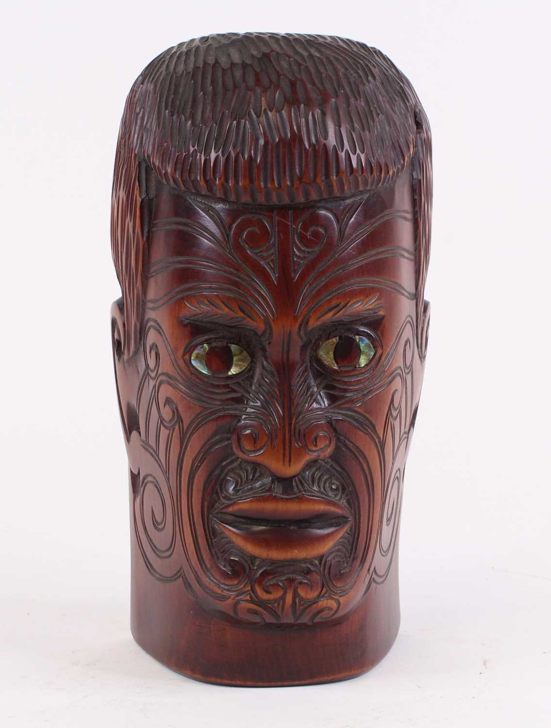 Lot 37 - A New Zealand Maori carved hardwood portrait...