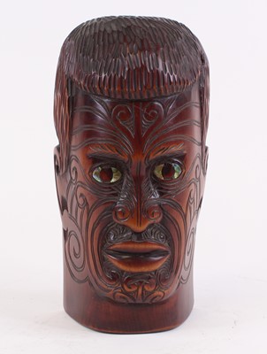 Lot 37 - A New Zealand Maori carved hardwood portrait...