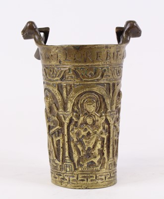 Lot 42 - A brass Holy Water pail, probably 18th century,...