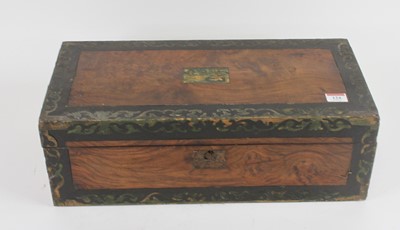 Lot 124 - A Victorian walnut writing slope, w.50cm (a/f)