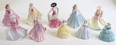 Lot 146 - A collection of ten Coalport porcelain figures...