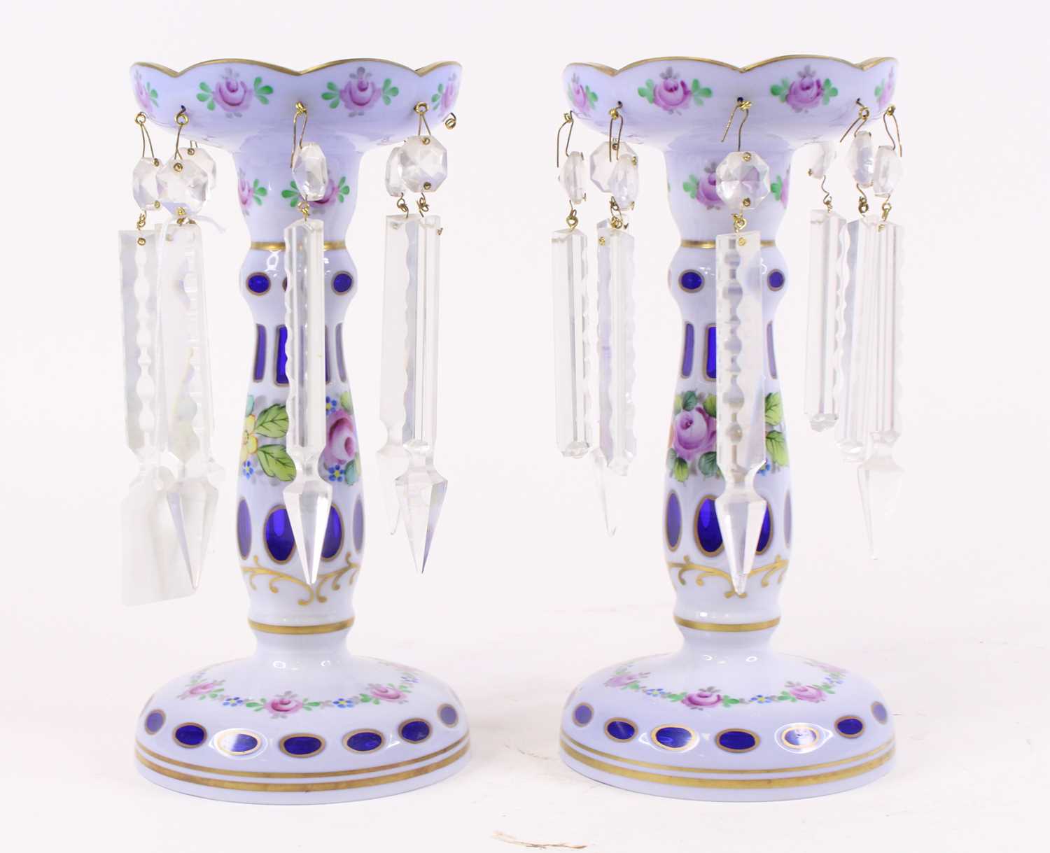 Lot 47 - A pair of Victorian blue and white overlaid...